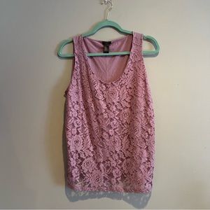 Ann Taylor Factory Pink Lace / Crochet Tank Top Size L